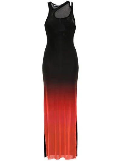 Shop Ottolinger Fade Print Mesh Tank Maxi Dress In Red