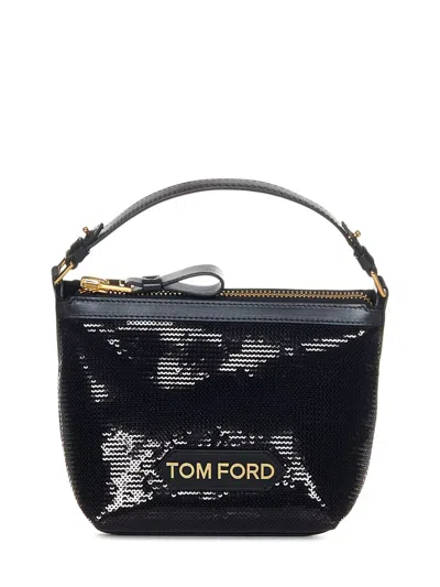 Shop Tom Ford Label Small Handbag In Black