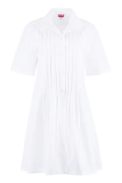 Shop Kenzo Cotton Shirtdress In White