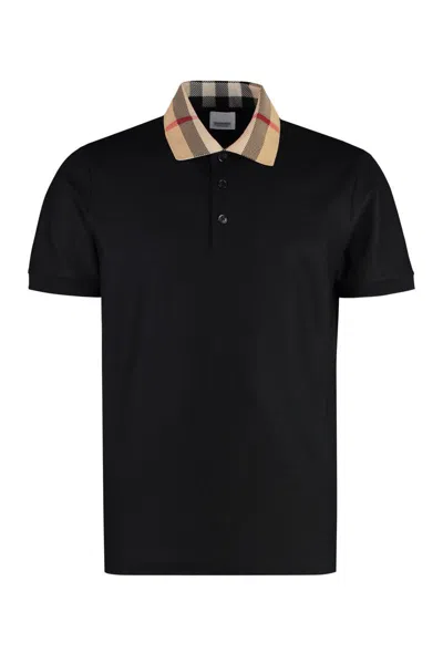 Shop Burberry Cotton Piqué Polo Shirt In Black