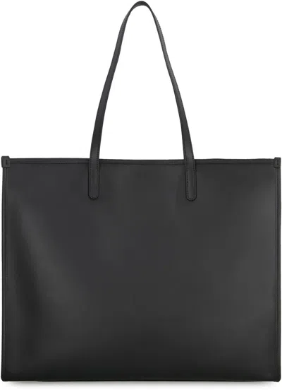 Dolce & Gabbana Smooth Leather Tote Bag In Black