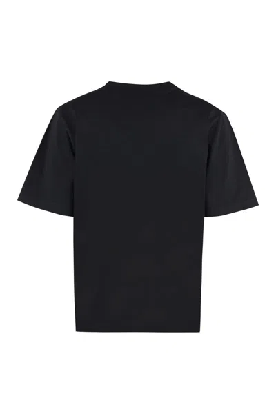 Shop Dsquared2 Short Sleeve Printed Cotton T-shirt In Black