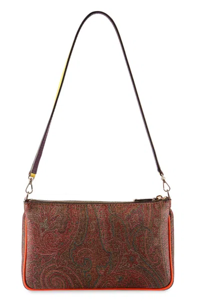 Shop Etro Paisley Print Shoulder Bag In Brown