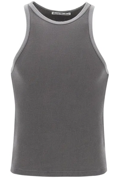 Shop Acne Studios Cotton Waffle Tank Top In Grey