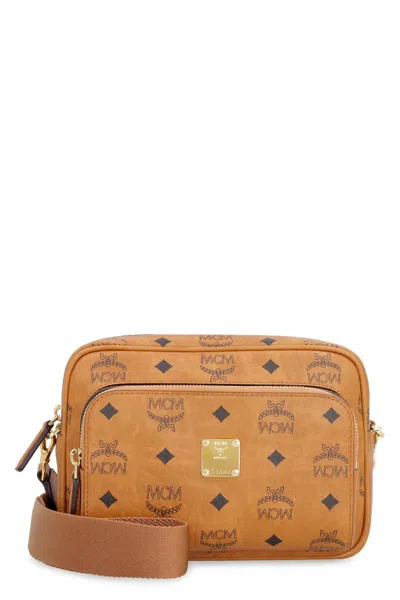 Shop Mcm Klassik Visetos Mini Shoulder Bag In Saddle Brown