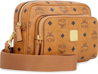 Shop Mcm Klassik Visetos Mini Shoulder Bag In Saddle Brown