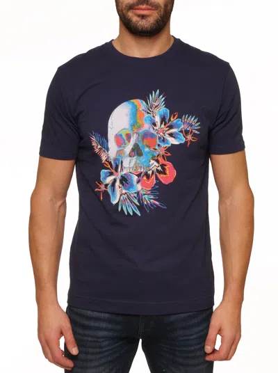 Shop Robert Graham Tropical Skull T-shirt In Navy