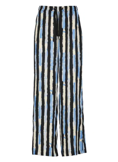 Pinko Wide-leg Trousers With Paint-stripe Print In Multicolour