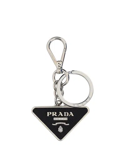 Shop Prada Key Rings In Black