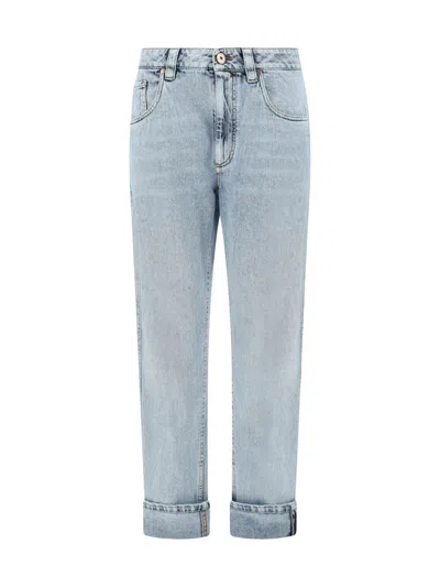 Shop Brunello Cucinelli Jeans In Faded Denim Con Baffi
