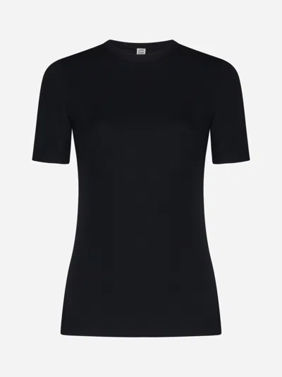 Shop Totême Rib Knit Cotton T-shirt In Black