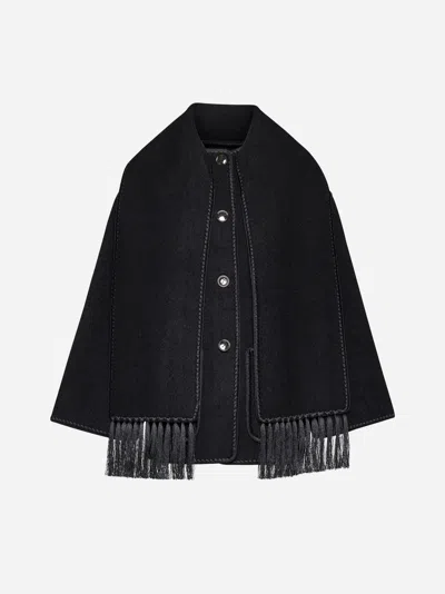 Shop Totême Embroidered Scarf Wool-blend Jacket In Black