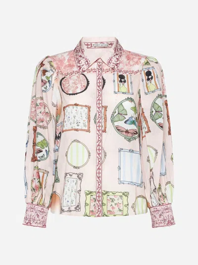 Shop Alice And Olivia Tiffie Drama Print Cotton Shirt In Mirror Mirror Stace