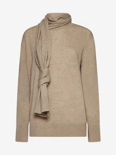 Shop Stella Mccartney Cashmere-blend Scarf Sweater In Beige