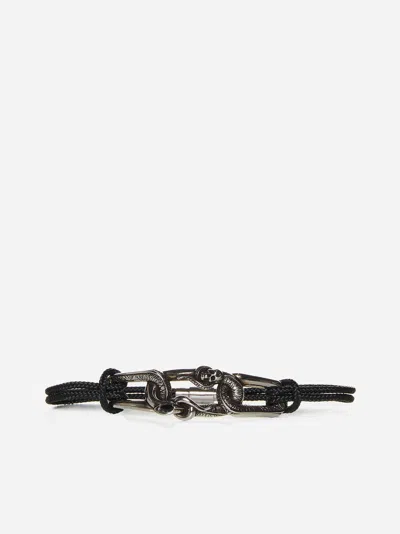 Shop Alexander Mcqueen Snake &amp; Skull Cord Bracelet In Black,silver