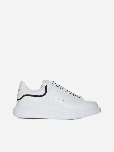 Shop Alexander Mcqueen Oversize Leather Sneakers In White,navy