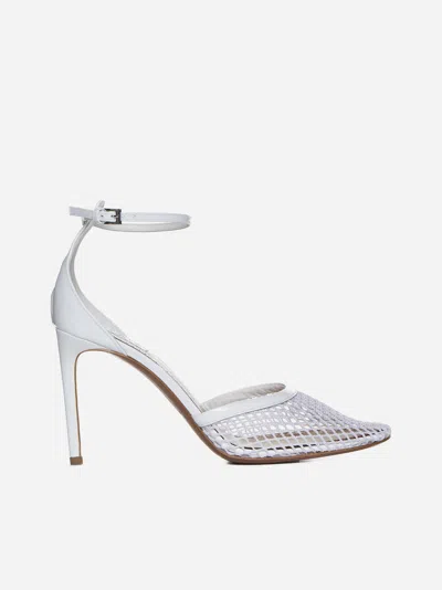Shop Alaïa Mesh And Patent Leather Pumps In Optic White