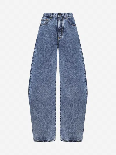 Shop Alaïa Round-leg Jeans In Blue