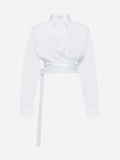 Shop Alaïa Cotton Crossed Shirt In White