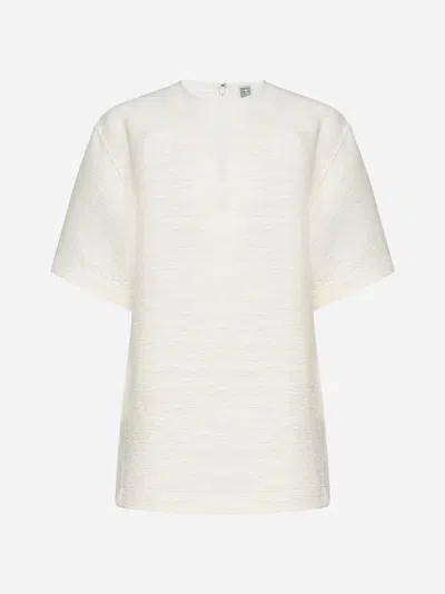 Shop Totême Crinkled Viscose T-shirt In Cream
