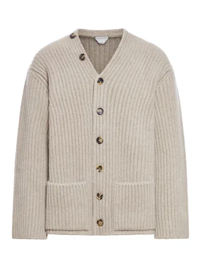 Shop Bottega Veneta English Rib Cardigan In Nude & Neutrals