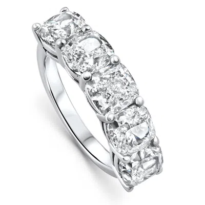 Pompeii3 5 1/4ct Cushion Cut 5-stone Diamond Wedding Anniversary Ring 14k Gold Lab Grown In Multi