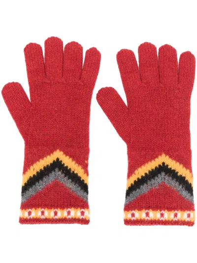 Shop Alanui Antartic Circle Wool Gloves In Red