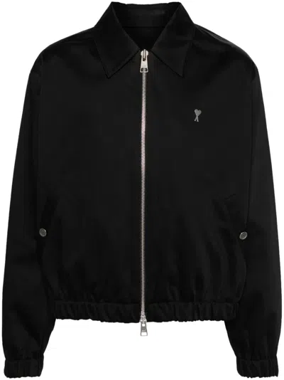 Shop Ami Alexandre Mattiussi De Coeur Cotton Jacket In Noir