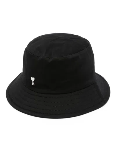 Shop Ami Alexandre Mattiussi -de-coeur Bucket Hat In Noir