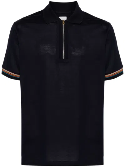 Shop Paul Smith Artist-stripe-detail Polo Shirt In Very Dark Navy