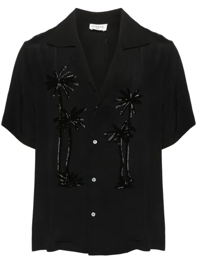 Shop P.a.r.o.s.h Bead Embellished Camp-collar Shirt In Nero