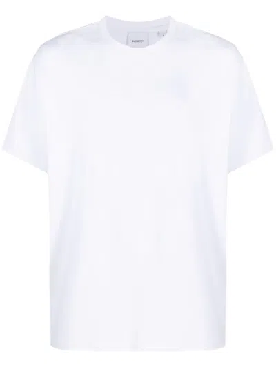 Shop Burberry Logo-embossed Crew-neck T-shirt In White