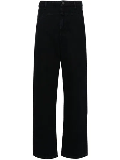 Lemaire High-rise Waist Straight Leg Trousers In Midnight Indigo