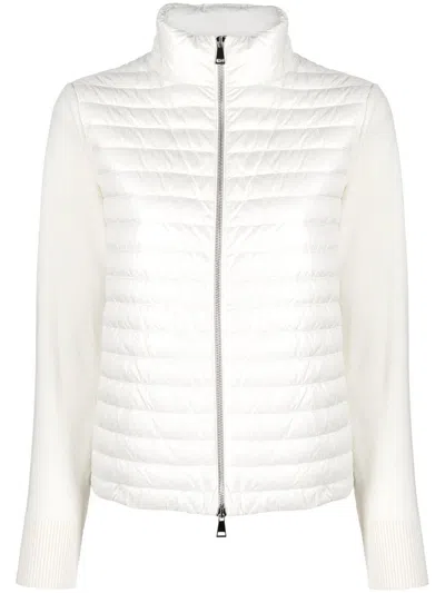 Shop Moncler Contrasting-sleeve Padded Jacket In White