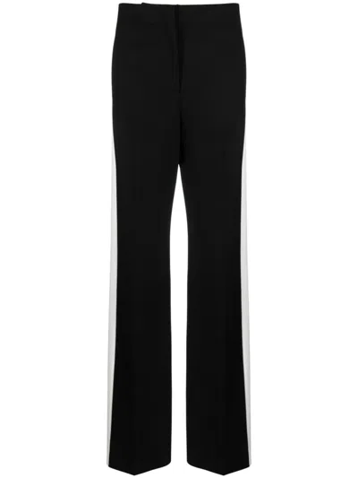 Shop Msgm Contrasting-trim Wide-leg Trousers In Black