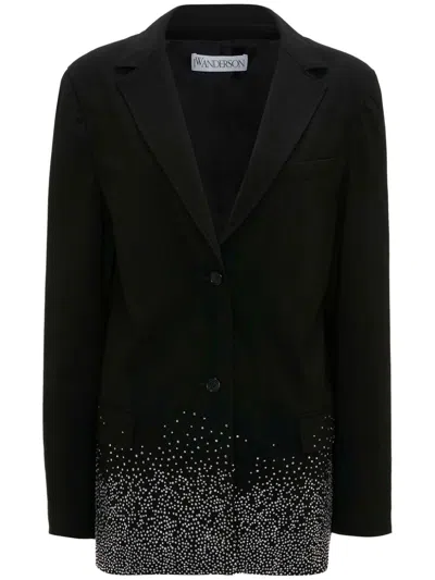 Shop Jw Anderson Crystal-embellished Single-breasted Blazer In Black