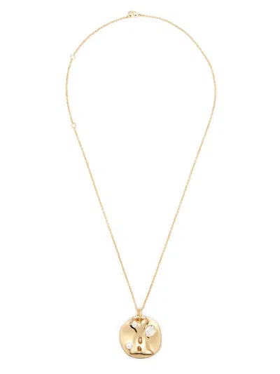 Shop Ami Alexandre Mattiussi Crystal-embellished Pendant Necklace In Gold