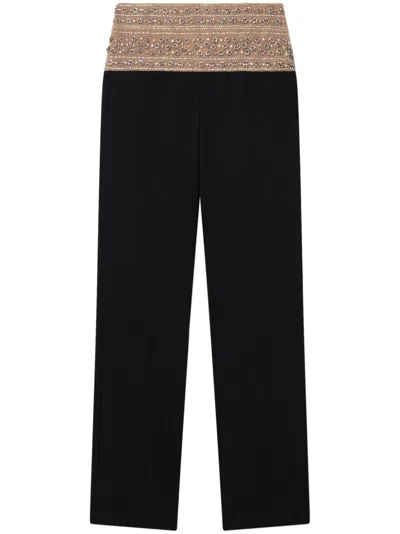 Shop Stella Mccartney Crystal-embellished Wool Trousers In Black