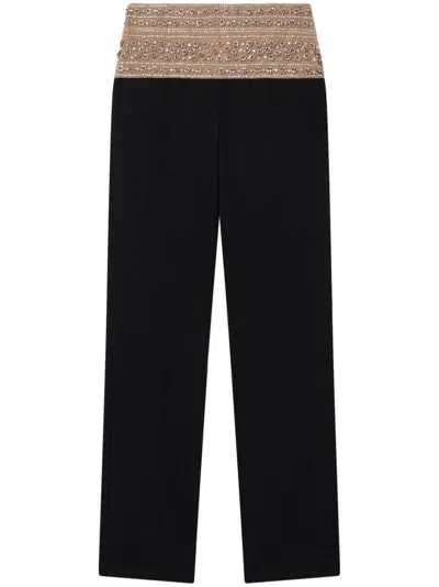Stella Mccartney Crystal-embellished Wool Trousers In Black
