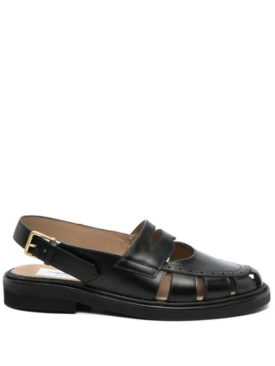 Shop Thom Browne Cut-out Slingback Sandals In Black