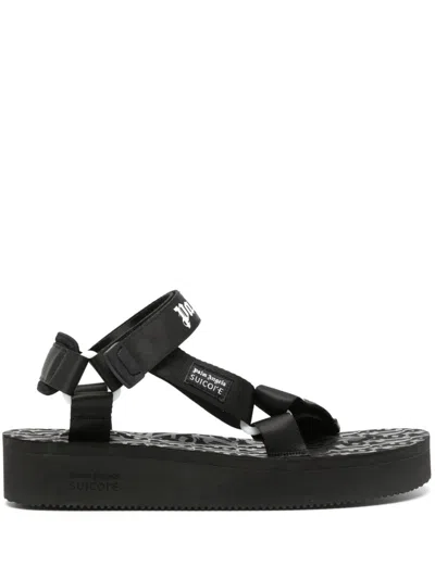 Shop Palm Angels Depa Logo-print Sandals In Black White