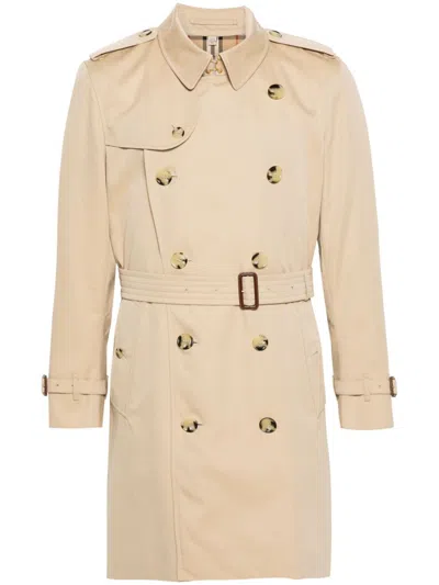 Burberry Cotton Gabardine Trench Coat In Nude