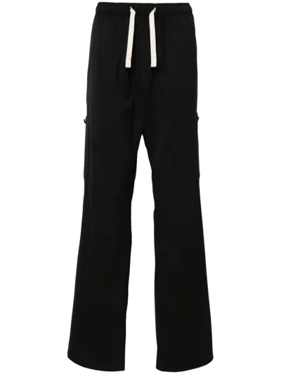 Shop Palm Angels Drawstring-waist Wide-leg Trousers In Black Black