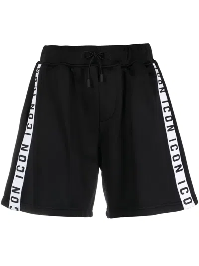 Shop Dsquared2 Icon-stripe Drawstring Shorts In Black