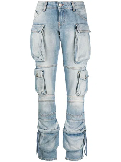 Attico Essie Flared Cargo Pants In Denim