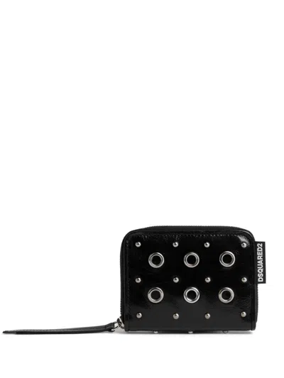 Shop Dsquared2 Eyelet-detail Leather Wallet In Nero