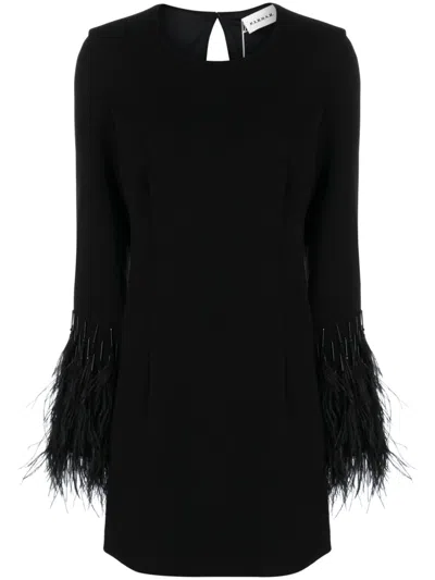 Shop P.a.r.o.s.h Feather-detail Cut-out Minidress In Nero