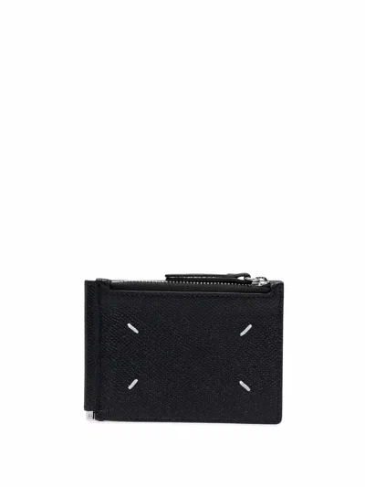 Shop Maison Margiela Four-stitch Logo Wallet In Black