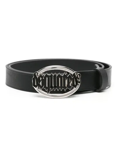 Shop Dsquared2 Gothic Logo-buckle Leather Belt In Black