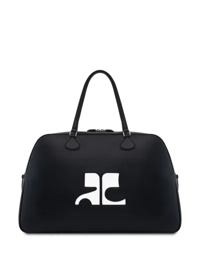 Shop Courrèges Heritage Leather Holdall In Black